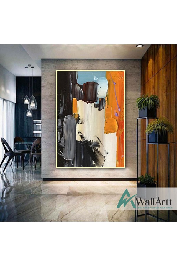 Black n Orange III 3D Heavy Textured Partial Oil Painting